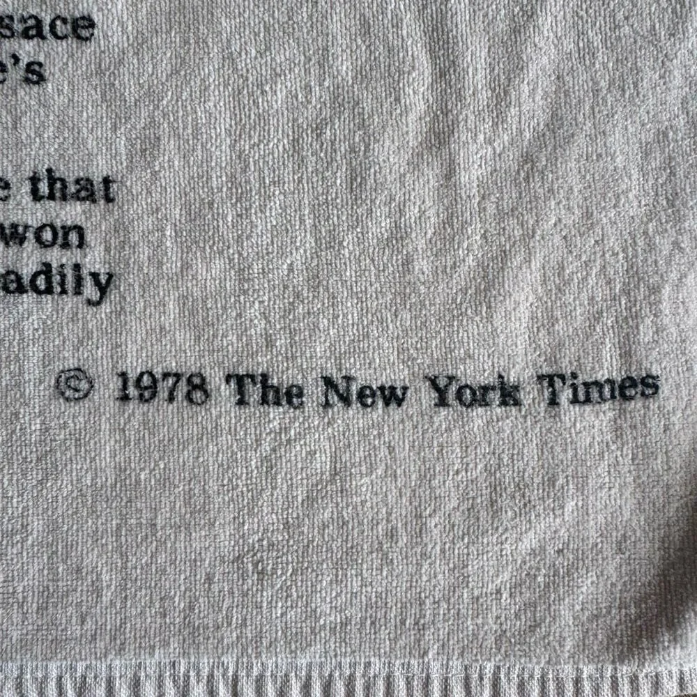 Vintage 1978 The New York Times Crossword Puzzle Towel 100% Cotton Retro Kitsch